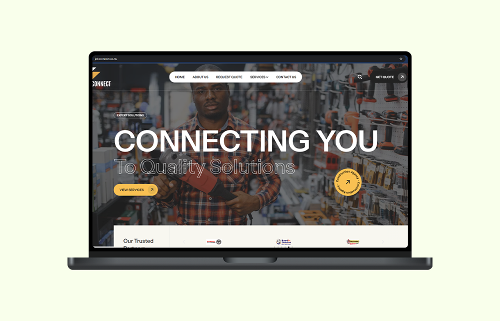 A bold, conversion-focused website for a Zimbabwean construction and procurement company connecting clients to quality solutions.