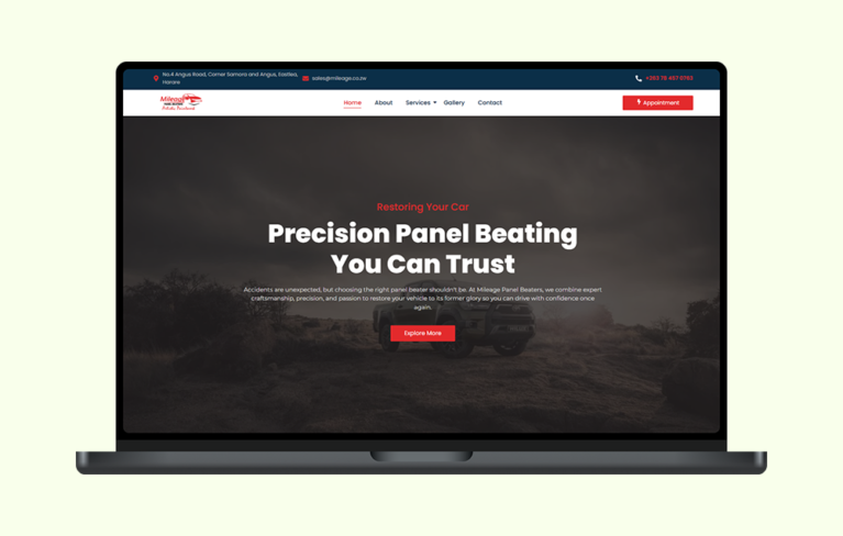 A trust-building, lead-generating website for one of Harare's most reliable vehicle restoration and panel beating specialists.